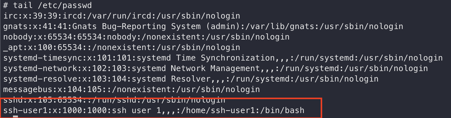tail command on /etc/passwd